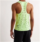 Nike Running - Tech Pack Logo-Print Perforated Stretch-Jersey Tank Top - Green