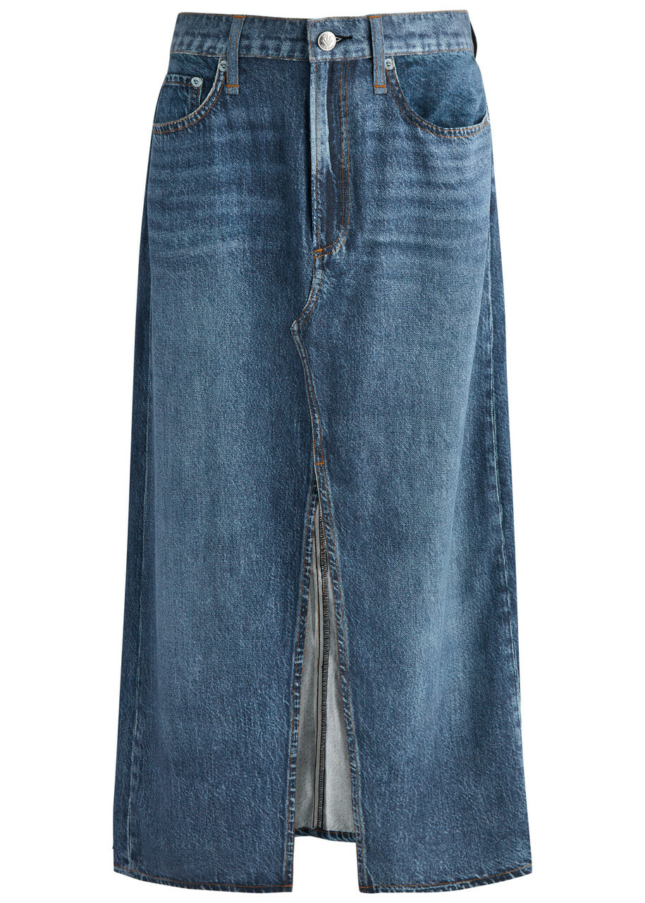 Rag & Bone Miramar Clara Printed Chambray Midi Skirt Blue