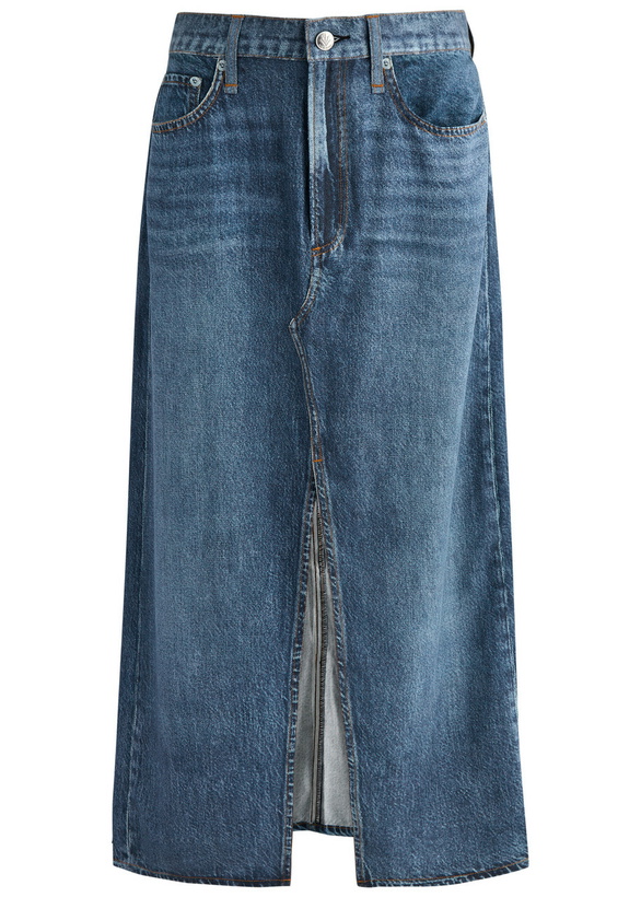 Photo: Rag & Bone Miramar Clara Printed Chambray Midi Skirt Blue