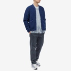 Universal Works Men's Wool Fleece Zip Bomber Jacket in Indigo