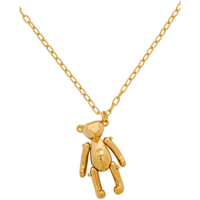 Teddy Bear Charm Necklace in Gold Ambush