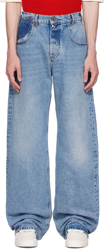 Photo: Balmain Blue Contrasted Pocket Jeans