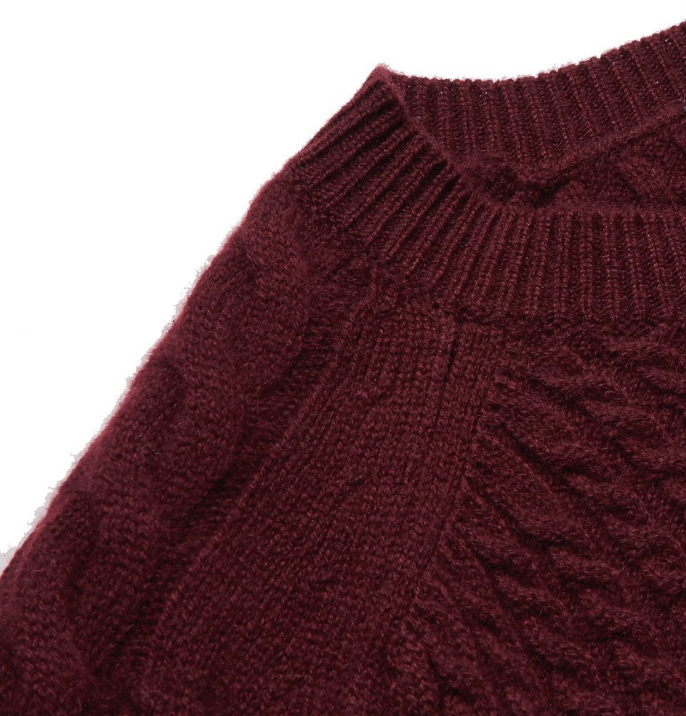 Dunhill - Cable-Knit Cashmere Sweater - Men - Burgundy Dunhill