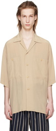 YOKE Taupe Open Collar Shirt