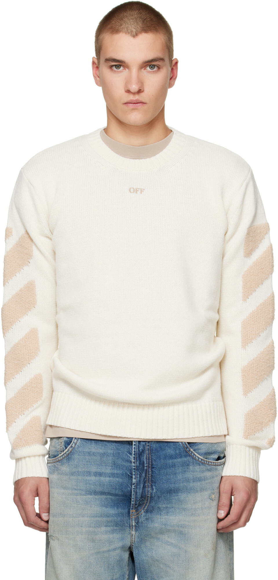 Off-White White Caravaggio Square Arrows Slim Sweatshirt Off-White