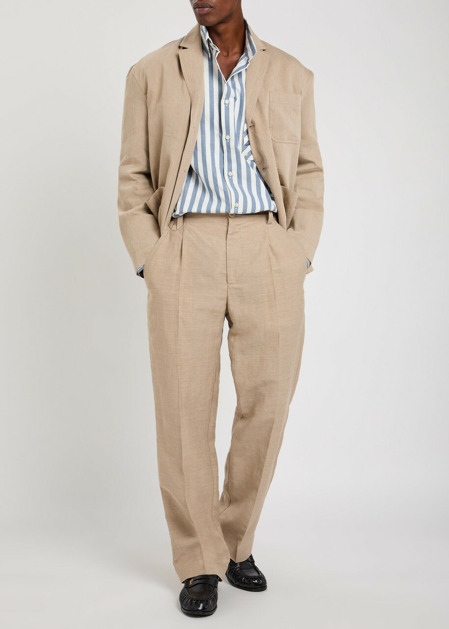 Jacquemus Le Pantalon Croisiere Straight-leg Linen-blend Trousers Beige