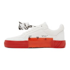 Off-White White and Red Suede Vulcanized Low Sneakers