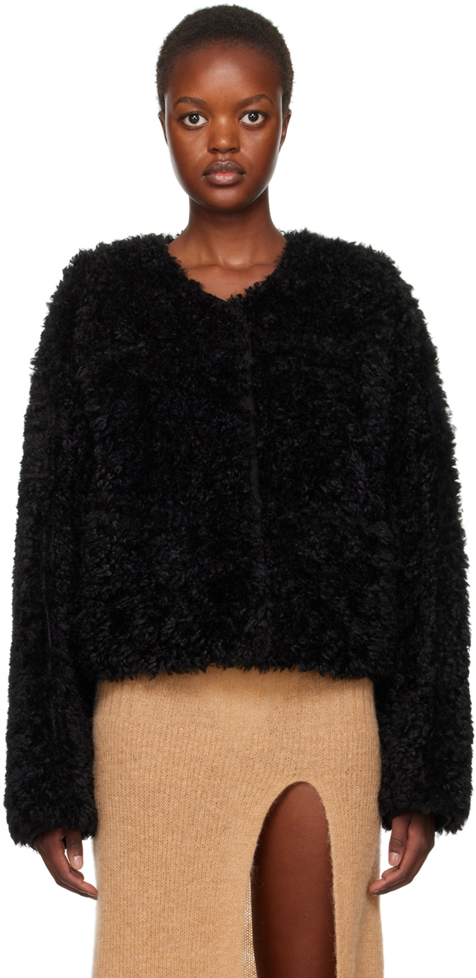 Stand Studio Black Charmaine Reversible Faux Shearling Jacket Stand Studio