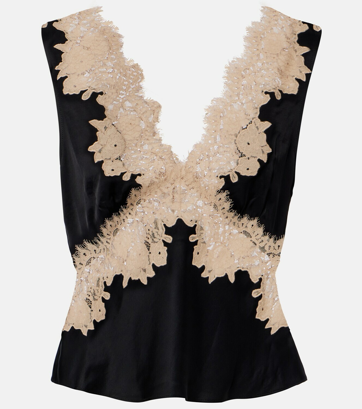 Rixo Emmie lace-trimmed satin top