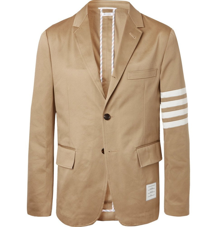 Photo: Thom Browne - Tan Slim-Fit Unstructured Striped Cotton-Twill Blazer - Tan