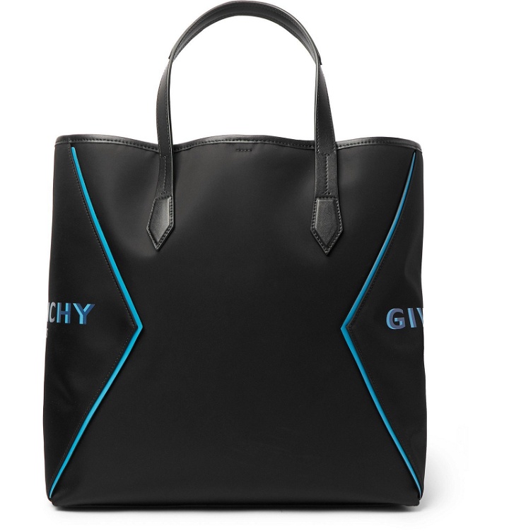 Photo: Givenchy - Leather-Trimmed Logo-Print Nylon Tote Bag - Black