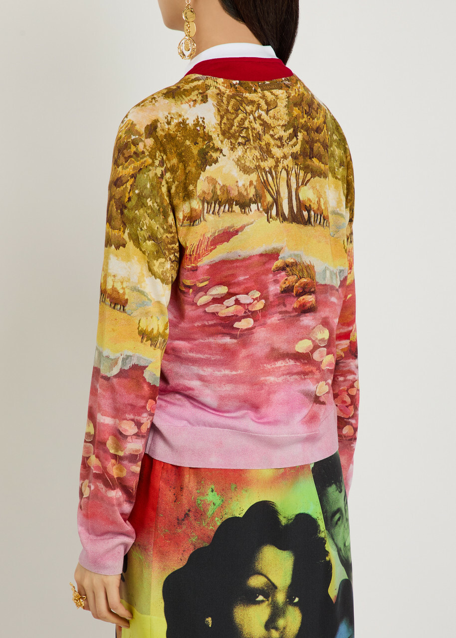 Versace Printed Silk Cardigan Multicoloured