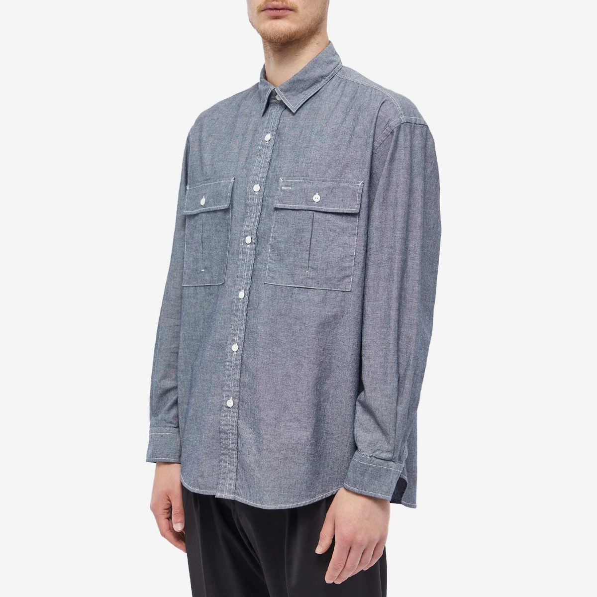 FrizmWORKS Men's Chambray Work Shirt in Indigo FrizmWORKS