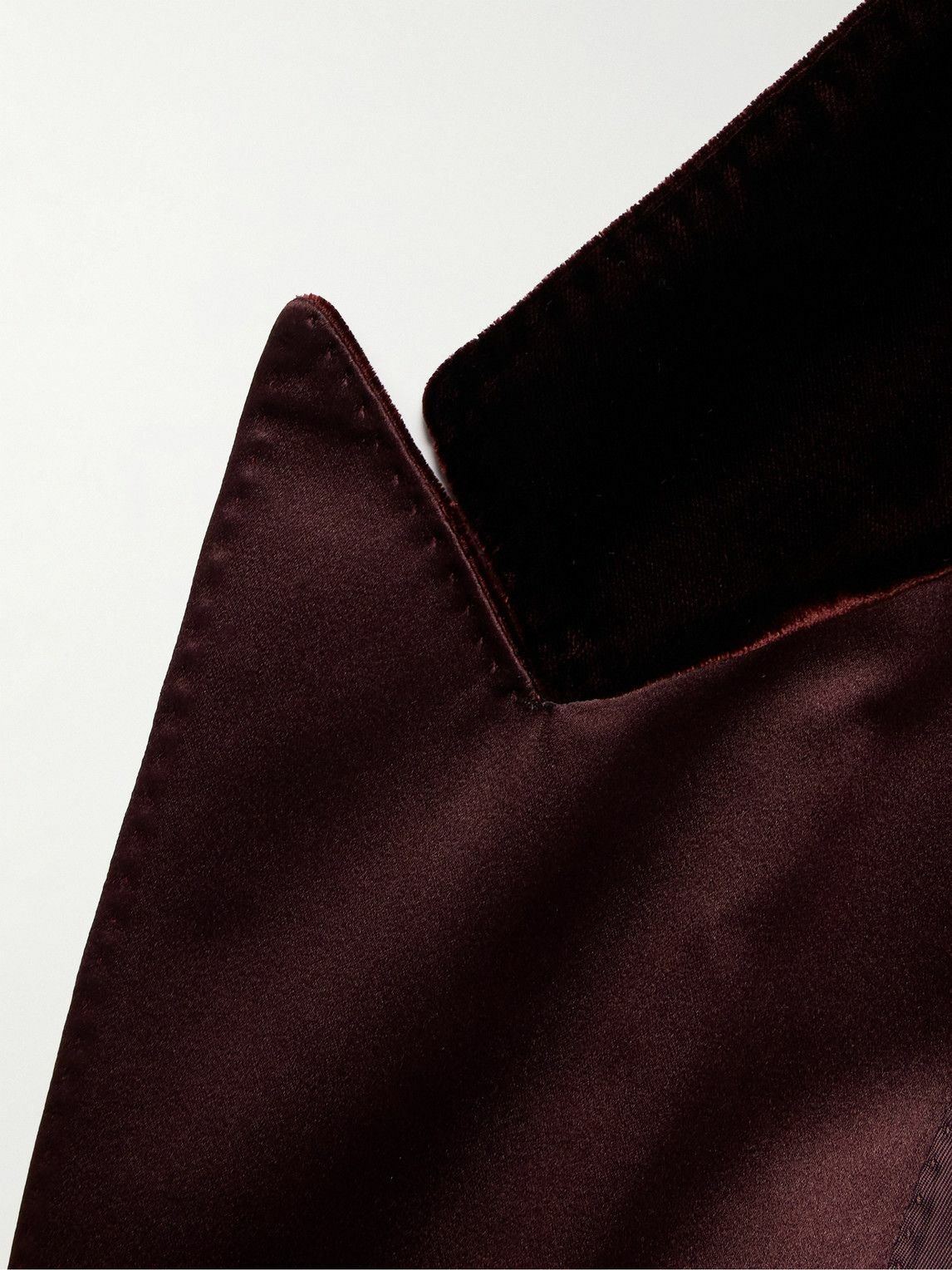 TOM FORD - Dyllan Double-Breasted Satin-Trimmed Velvet Tuxedo Jacket - Burgundy