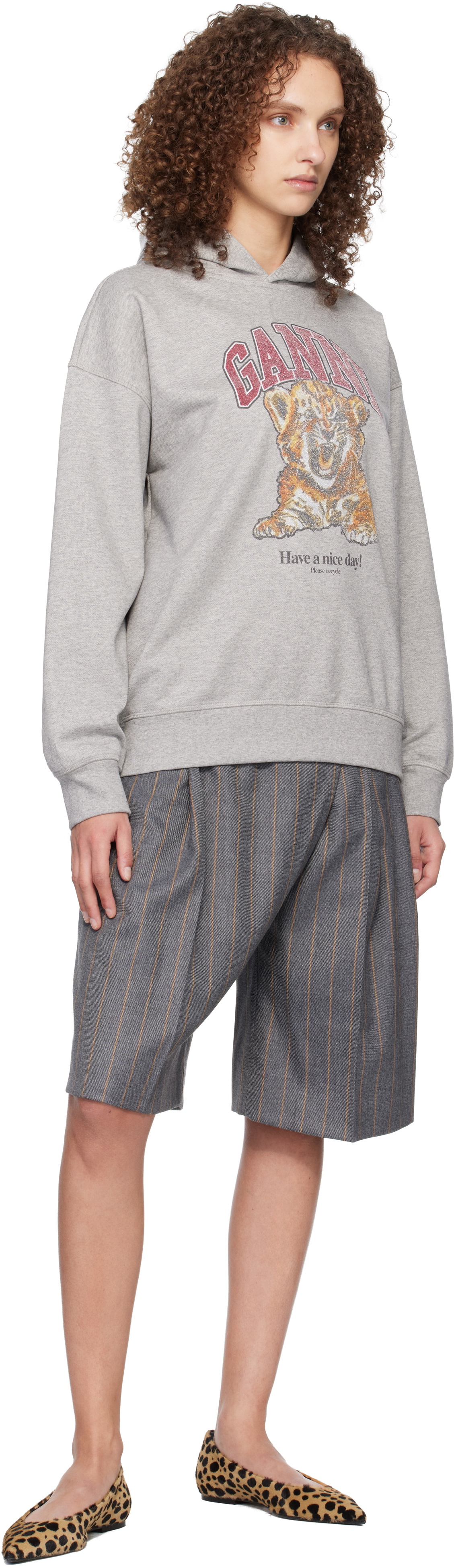 GANNI Gray Tiger Hoodie