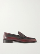 Manolo Blahnik - Perry Lizard-Effect Leather Loafers - Red