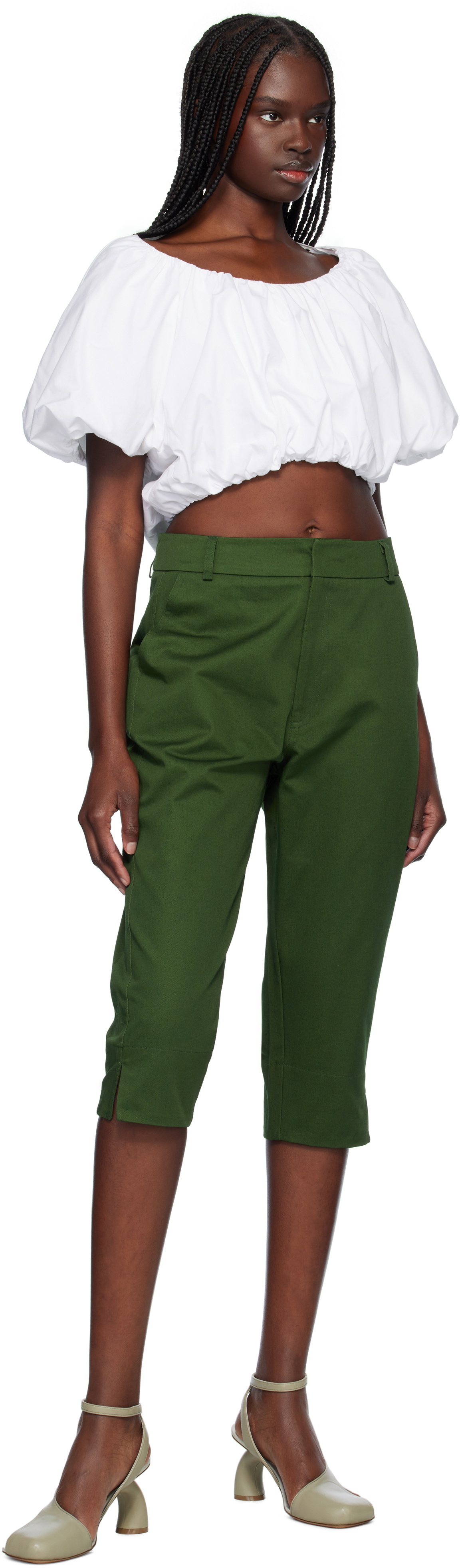 Renaissance Renaissance Green Sami Cropped Gabardine Trousers