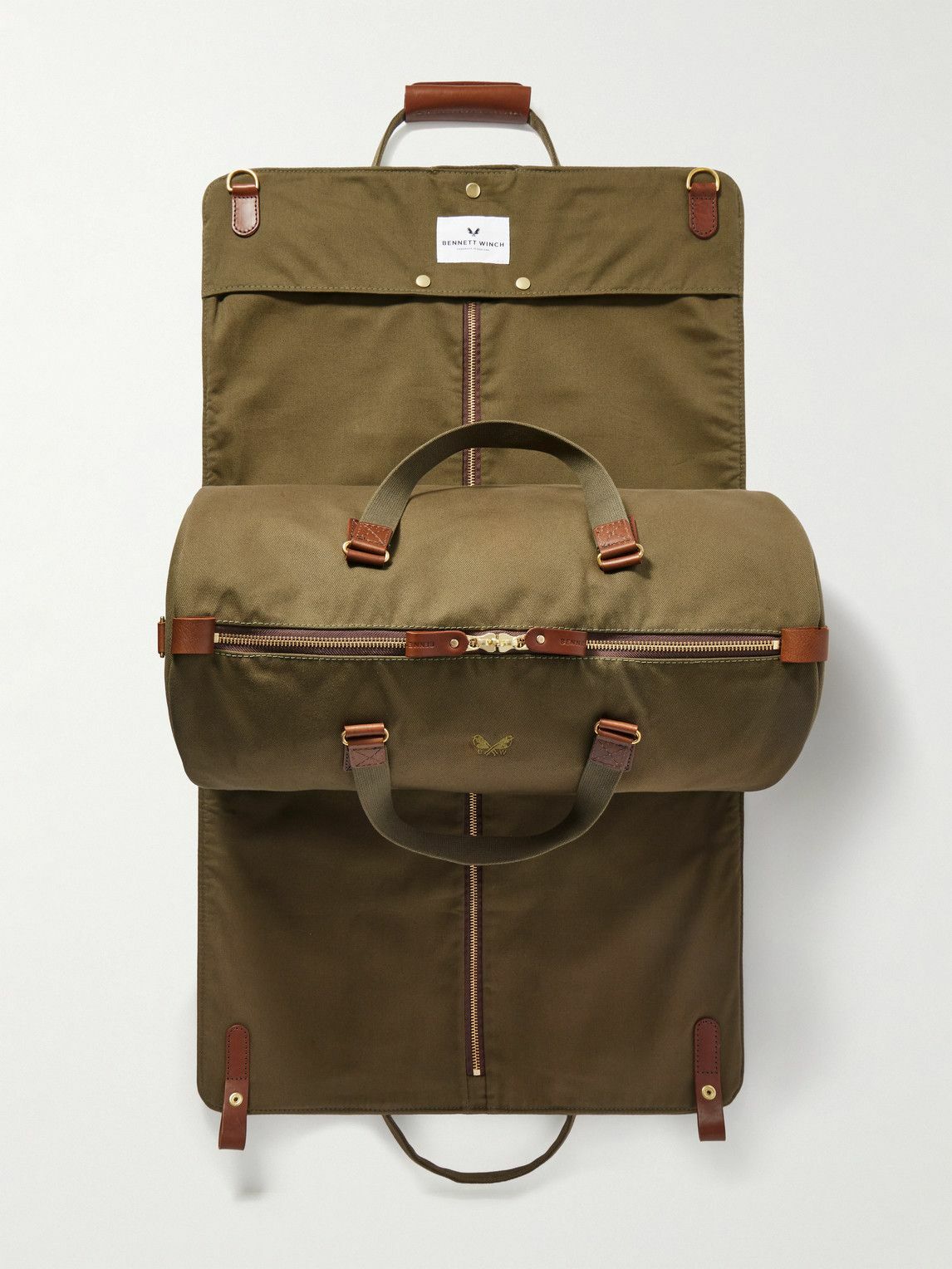 Bennett Winch - Leather-Trimmed Cotton-Canvas Suit Carrier and Holdall