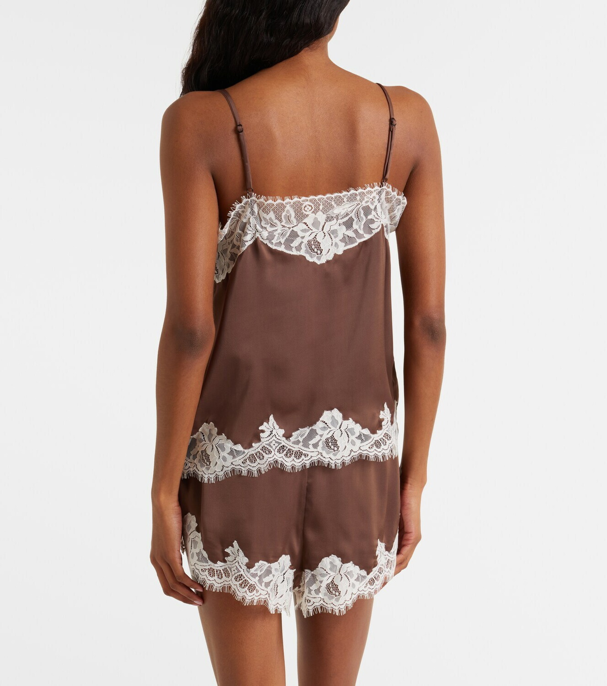 Faithfull Lace-trimmed satin top