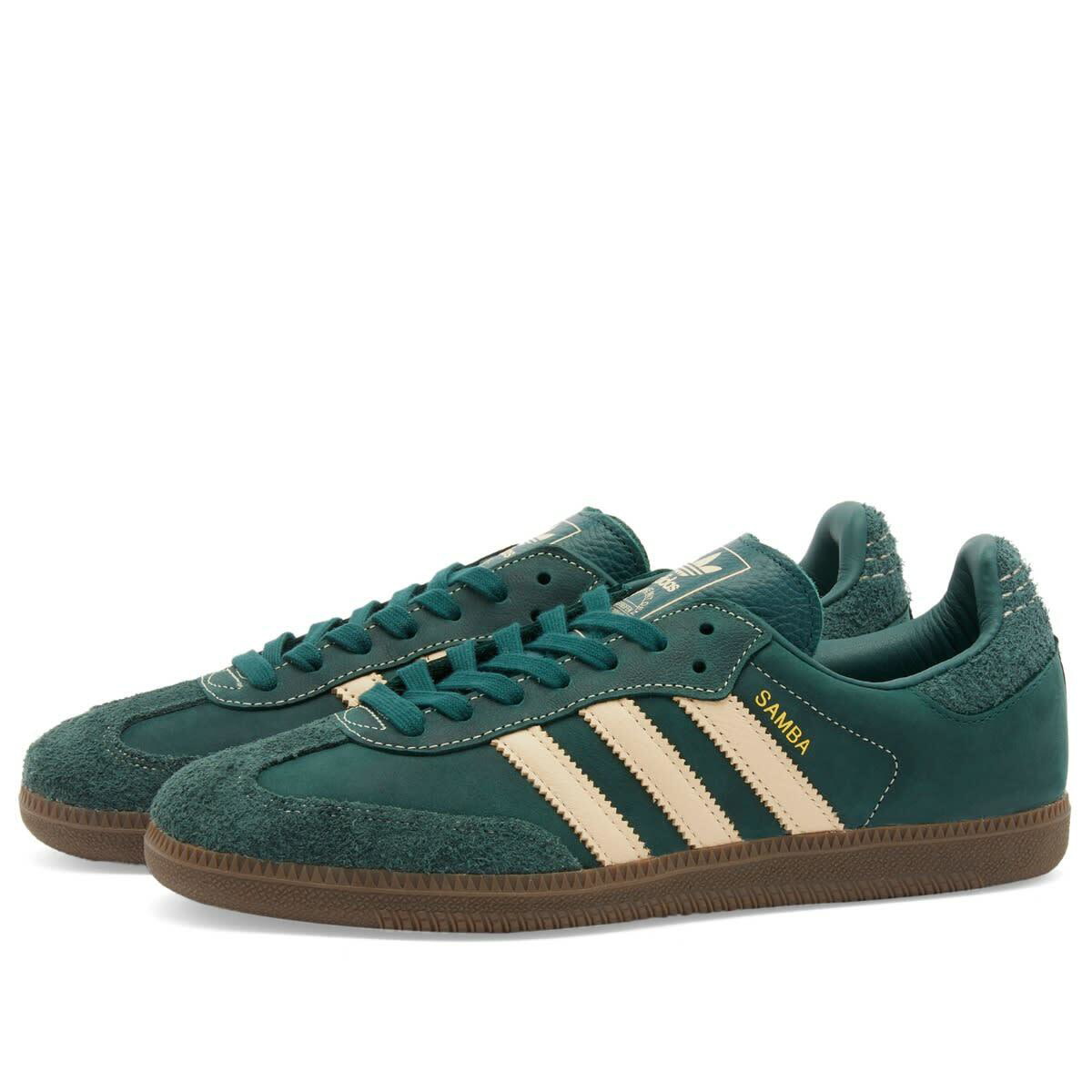 靴 adidas Samba MINERAL GREEN/CRYSTAL SAND Adidas Samba OG in Crystal Sand/Mineral Green/Crystal Sand