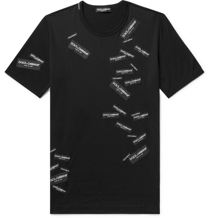 Photo: Dolce & Gabbana - Logo-Appliquéd Cotton-Jersey T-Shirt - Black