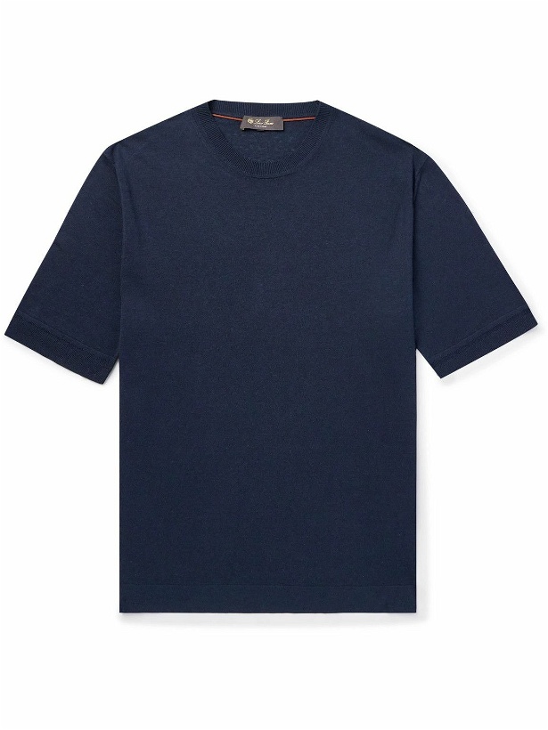 Photo: Loro Piana - Silk and Linen-Blend T-Shirt - Blue