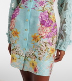 Camilla Embellished lace-trimmed linen and silk minidress