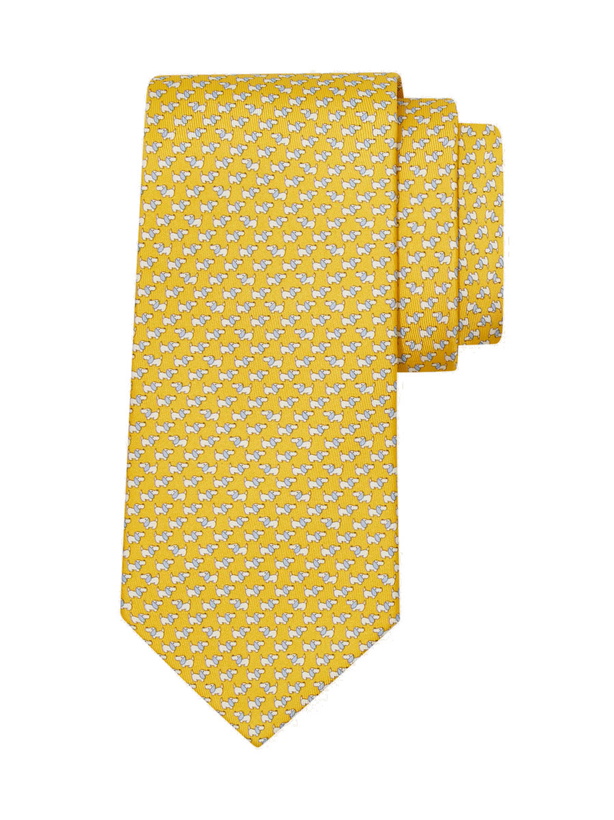 Photo: Ferragamo Mens Dylan print silk tie in Yellow