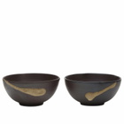 ferm LIVING Koyo Bowls 11.5 - Set of 2 in Dark Brown/Buff 