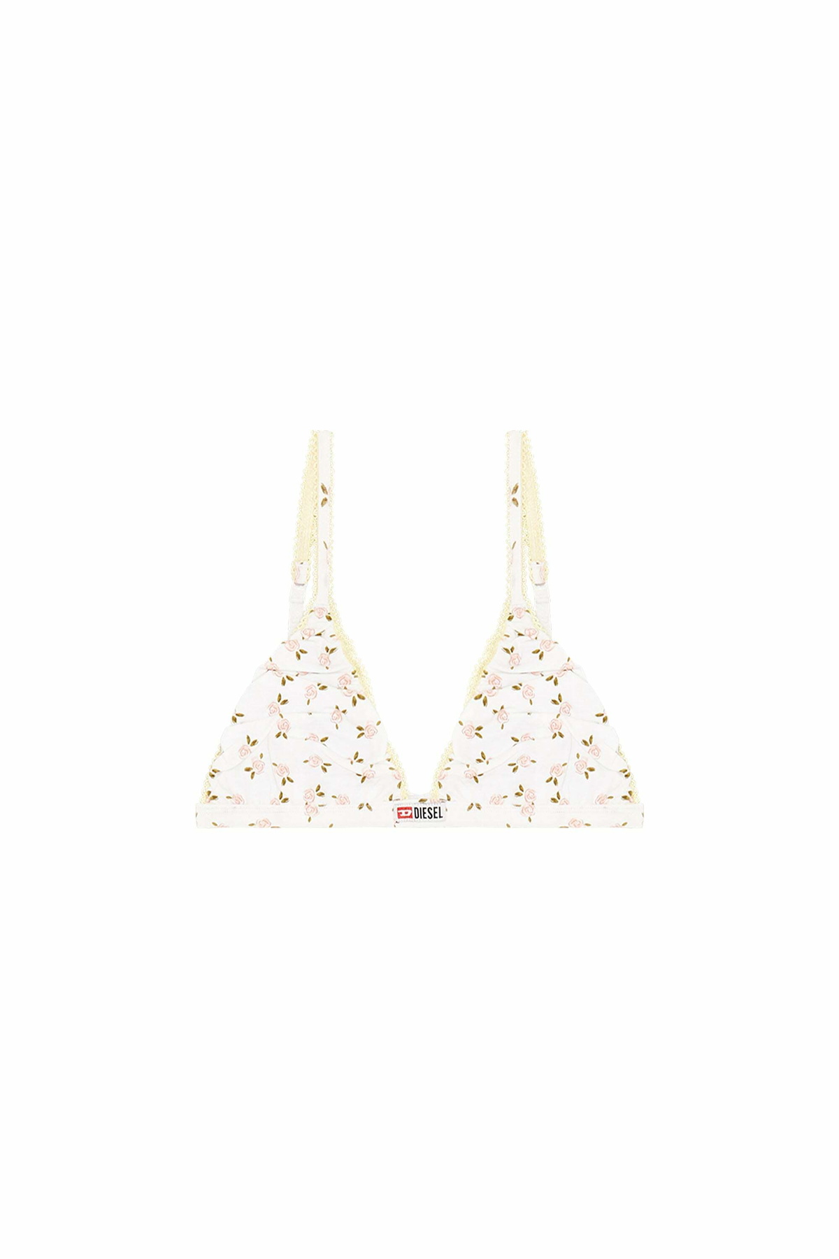 Diesel Cotton triangle bra with all-over floral print - Bras Womens in White