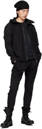 DEVOA Black Hooded Leather Jacket