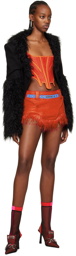 DIDU Red Brushed Faux-Fur Miniskirt