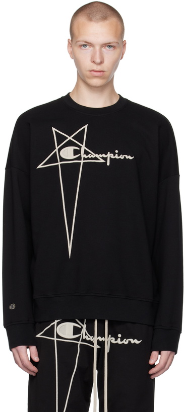 Photo: Rick Owens Black Champion Edition Pullover Sweatshirt