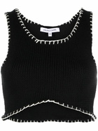 AISLING CAMPS Black Whipstitch Cropped Knit Vest