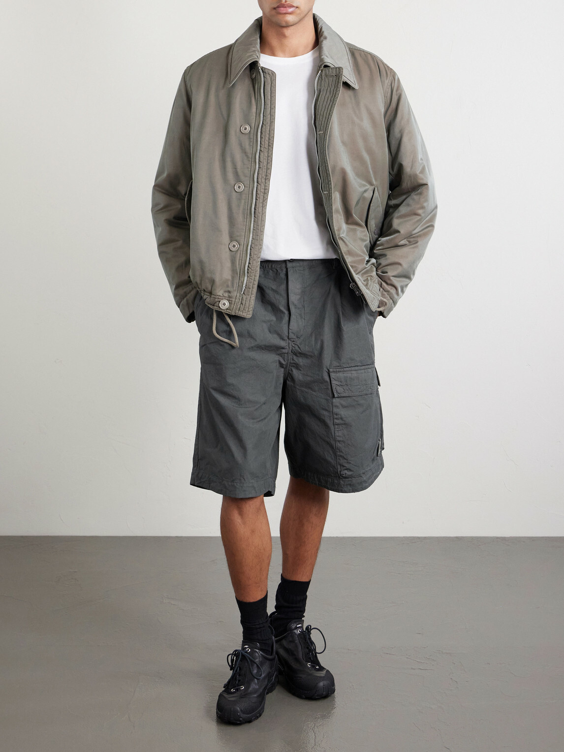 C.P. Company - Straight-Leg Logo-Appliquéd Cotton Reps Cargo Shorts - Gray