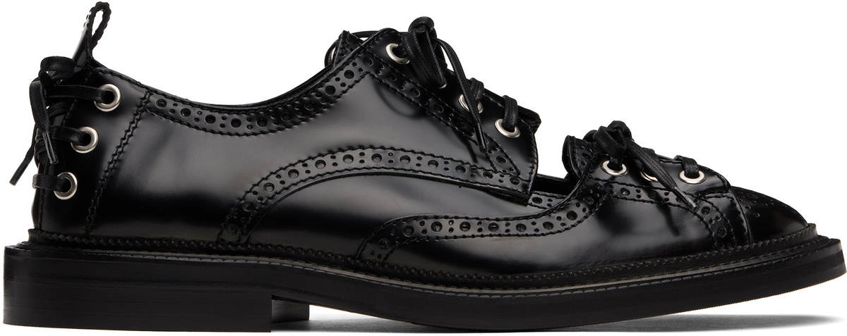 【Simone Rocha】心臓 Toeレザープラットフォーム brogues Heart Toe leather platform brogues in black - Simone Rocha