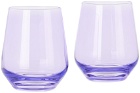 Estelle Colored Glass Purple Stemless Wine Glasses, 13.5 oz