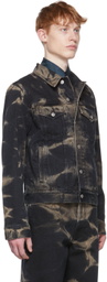 Dries Van Noten Black & Beige Denim Jacket