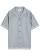 Che Lucena Printed Satin-twill Shirt Light Blue