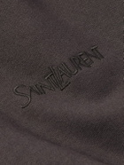 SAINT LAURENT - Logo-Embroidered Cotton-Jersey Hoodie - Gray