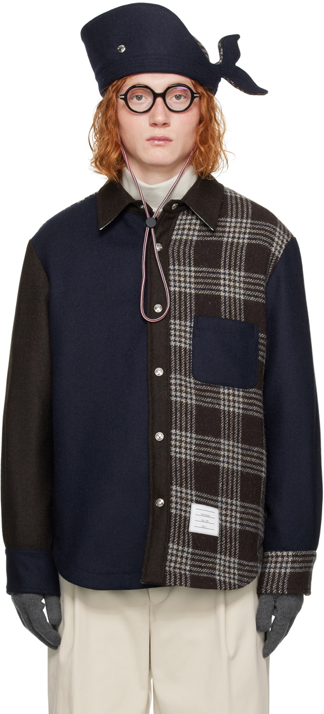 Thom Browne Brown & Navy Check Jacket Thom Browne