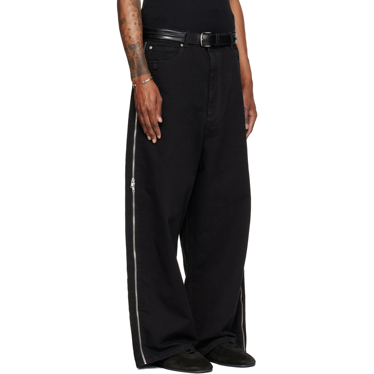 LU'U DAN Black Side Zip Jeans