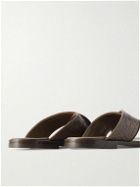 Manolo Blahnik - Otawi Croc-Effect Leather Sandals - Brown