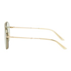 Gucci Gold and Green Aviator Sunglasses