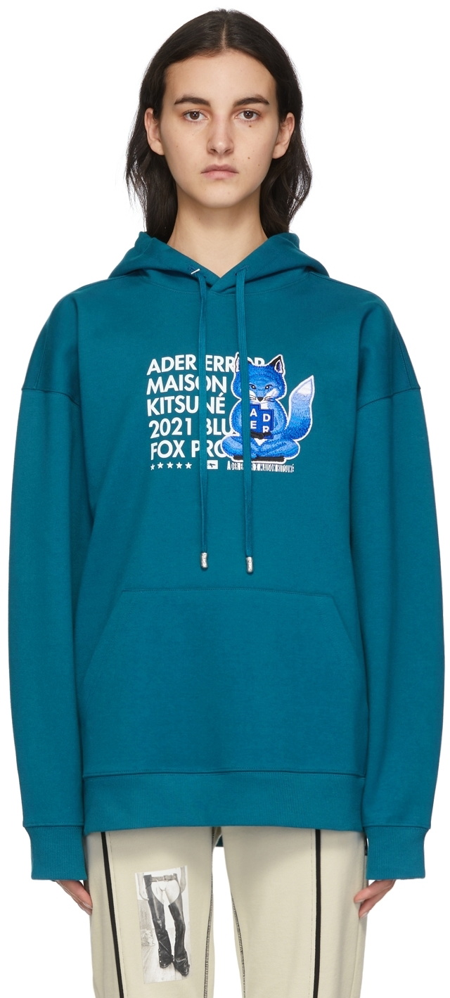 Maison Kitsuné Blue ADER error Edition Meditation Fox Hoodie  