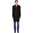 Eidos Black Wool Double-Breasted Over Coat
