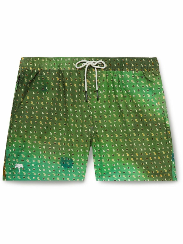 Photo: OAS - Straight-Leg Short-Length Paisley-Print Swim Shorts - Green