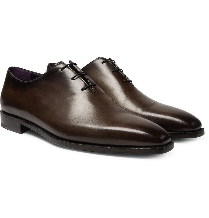 Photo: Berluti - Venezia Whole-Cut Leather Oxford Shoes - Dark brown