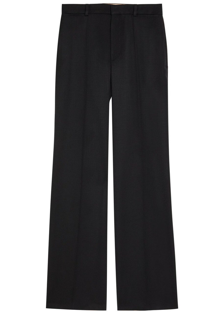 Chloe Flared-leg Wool Trousers Black