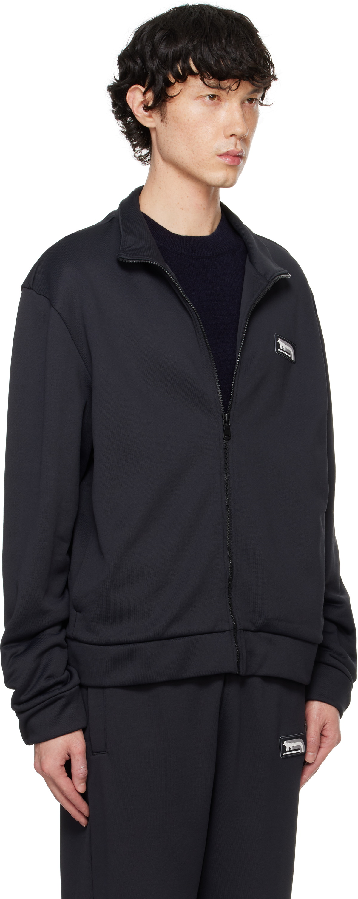 新品　Maison Kitsune FLASH FOX TRACK JACKET Maison Kitsuné Black Flash Fox Track Jacket Maison Kitsune